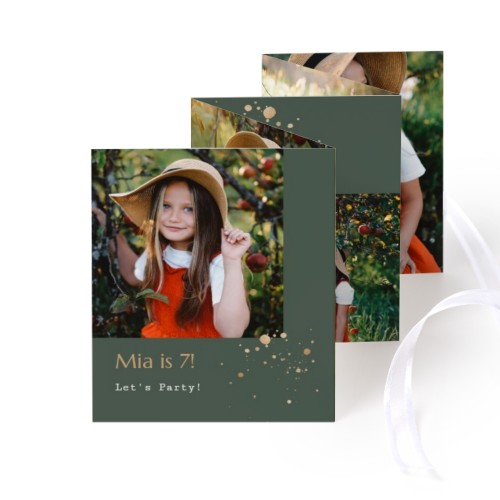 Grusskarte 10-seitig Hochformat Weisser Schleife - 12 Stk. (7,1 x 8,8 cm)