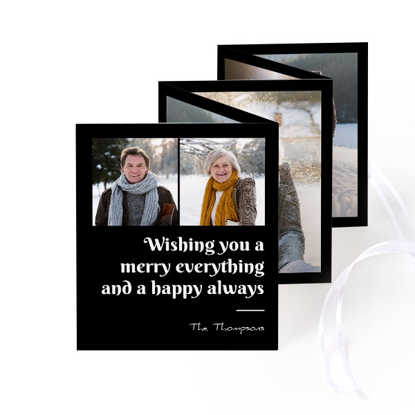 Fold out photo card Portrait white ribbon - set of 12 (7,1 x 8,8 cm)