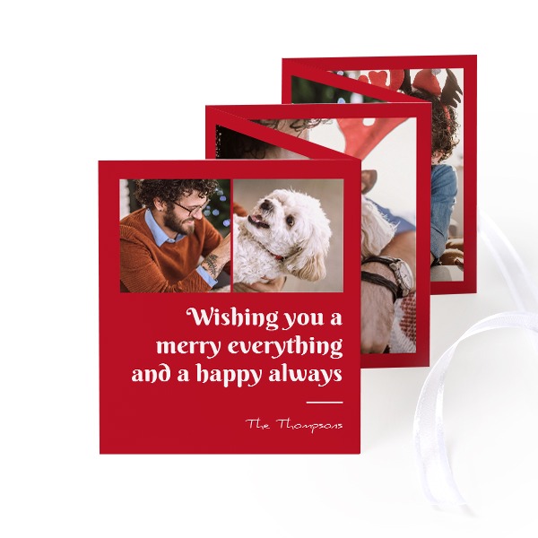 Fold out photo card Portrait white ribbon - set of 12 (7,1 x 8,8 cm)