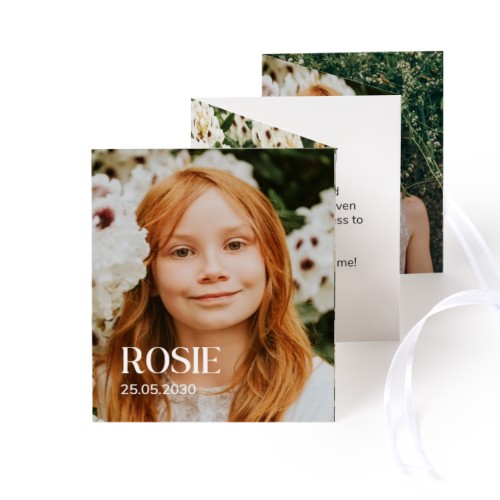 Fold out photo card Portrait white ribbon - set of 12 (7,1 x 8,8 cm)