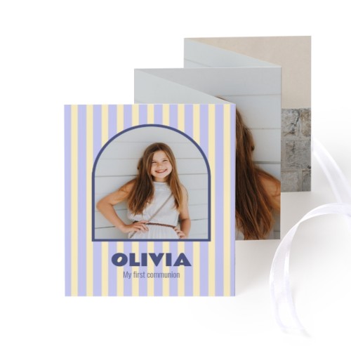 Fold out photo card Portrait white ribbon - set of 12 (7,1 x 8,8 cm)