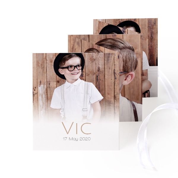 Fold out photo card Portrait white ribbon - set of 12 (7,1 x 8,8 cm)