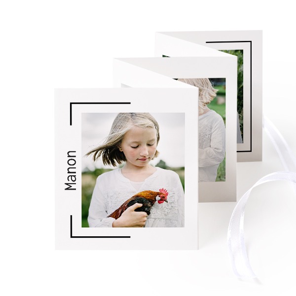 Fold out photo card Portrait white ribbon - set of 12 (7,1 x 8,8 cm) Fold out photo card Portrait white ribbon - set of 12 (7,1 x 8,8 cm)