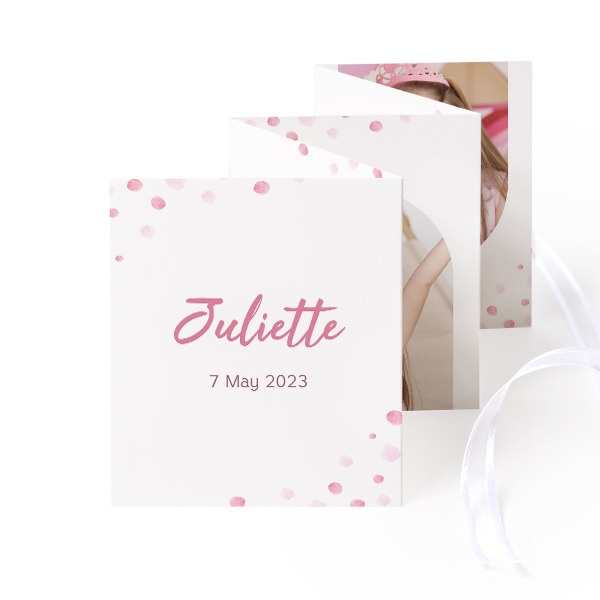 Grusskarte 10-seitig Hochformat Weisser Schleife - 12 Stk. (7,1 x 8,8 cm)