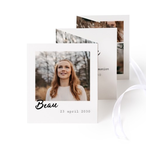 Carte portfolio Portrait (lot de 12) ruban blanc (7,1 x 8,8 cm)