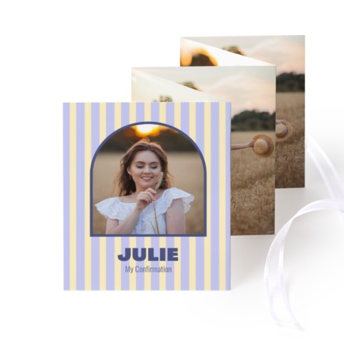 Fold out photo card Portrait white ribbon - set of 12 (7,1 x 8,8 cm)