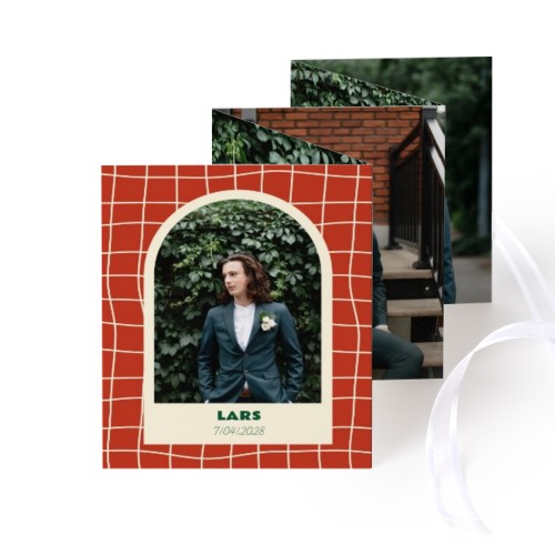 Carte portfolio Portrait (lot de 12) ruban blanc (7,1 x 8,8 cm)