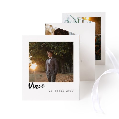 Carte portfolio Portrait (lot de 12) ruban blanc (7,1 x 8,8 cm)