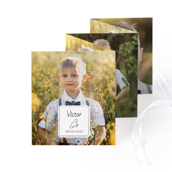 Carte portfolio Portrait (lot de 12) ruban blanc (7,1 x 8,8 cm)