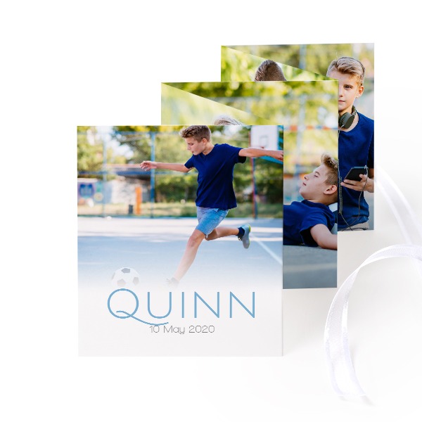 Fold out photo card Portrait white ribbon - set of 12 (7,1 x 8,8 cm)