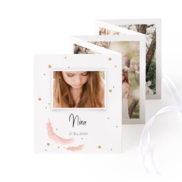 Carte portfolio Portrait (lot de 12) ruban blanc (7,1 x 8,8 cm)