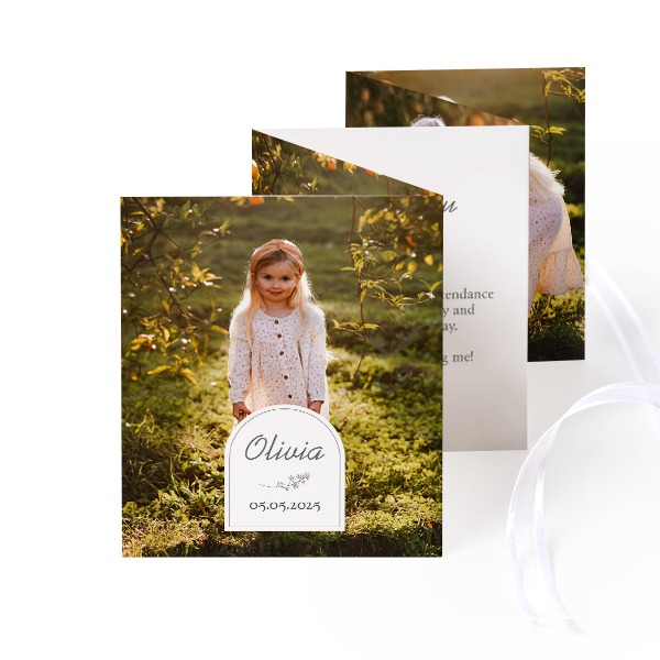Carte portfolio Portrait (lot de 12) ruban blanc (7,1 x 8,8 cm)