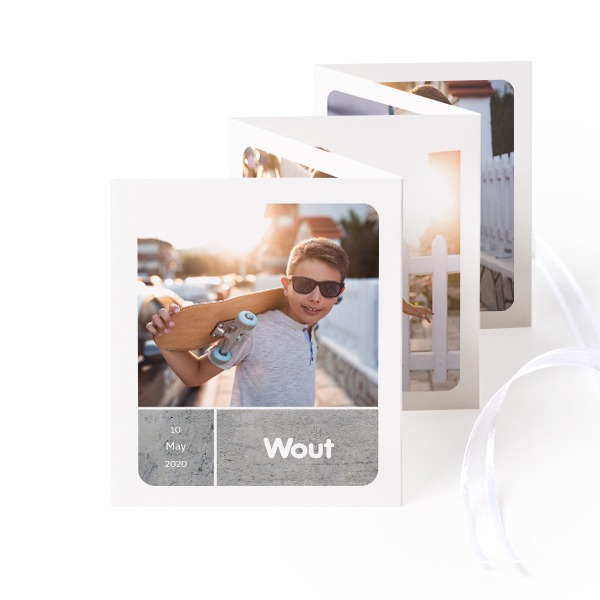 Fold out photo card Portrait white ribbon - set of 12 (7,1 x 8,8 cm) Fold out photo card Portrait white ribbon - set of 12 (7,1 x 8,8 cm)