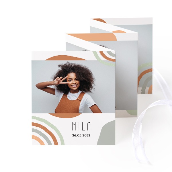 Carte portfolio Portrait (lot de 12) ruban blanc (7,1 x 8,8 cm)