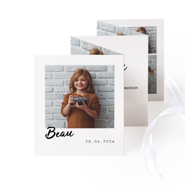 Zigzag fotokaartje Staand Wit lint - Set van 12 (7,1 x 8,8 cm)