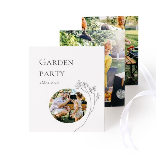 Grusskarte 10-seitig Hochformat Weisser Schleife - 12 Stk. (7,1 x 8,8 cm)