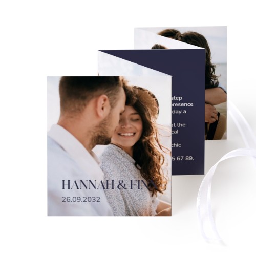 Fold out photo card Portrait white ribbon - set of 12 (7,1 x 8,8 cm)