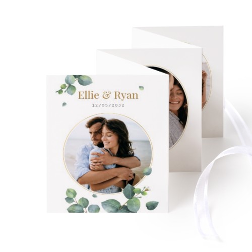 Fold out photo card Portrait white ribbon - set of 12 (7,1 x 8,8 cm)