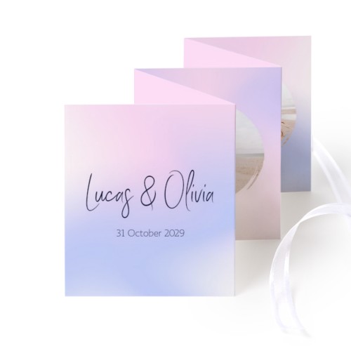 Zigzag fotokaartje Staand Wit lint - Set van 12 (7,1 x 8,8 cm)