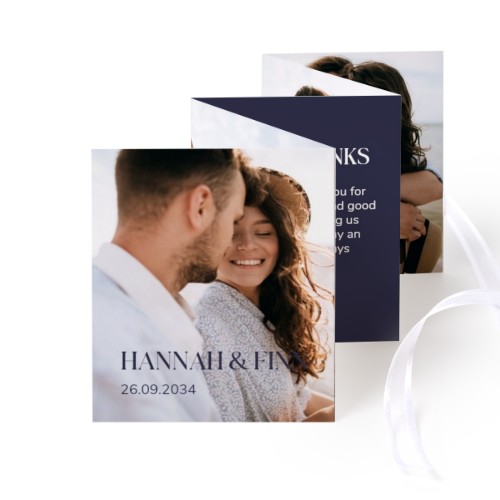 Fold out photo card Portrait white ribbon - set of 12 (7,1 x 8,8 cm)