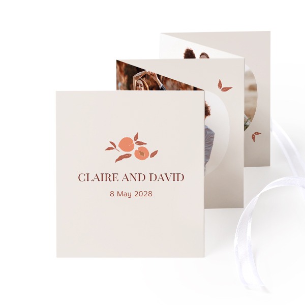 Fold out photo card Portrait white ribbon - set of 12 (7,1 x 8,8 cm)