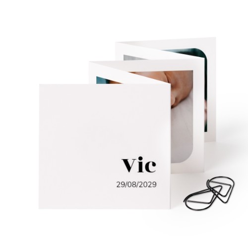 Fold out photo card Square Black paperclip - set of 12 (8 x 8 cm)