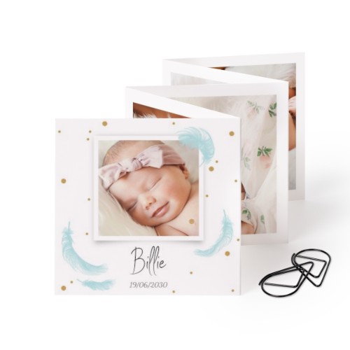 Fold out photo card Square Black paperclip - set of 12 (8 x 8 cm)