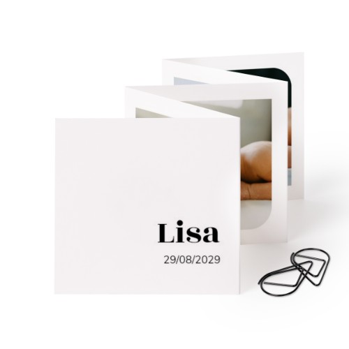 Carte portfolio carrée - trombone noir (lot de 12) (8 x 8 cm)