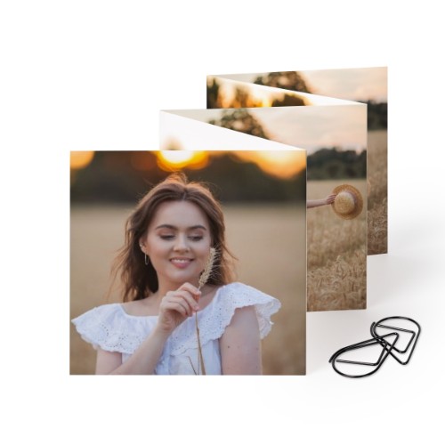 Carte portfolio carrée - trombone noir (lot de 12) (8 x 8 cm)