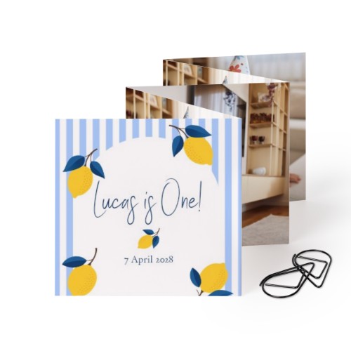 Zigzag fotokaartje Vierkant Zwarte Paperclip - Set van 12 (8 x 8 cm)