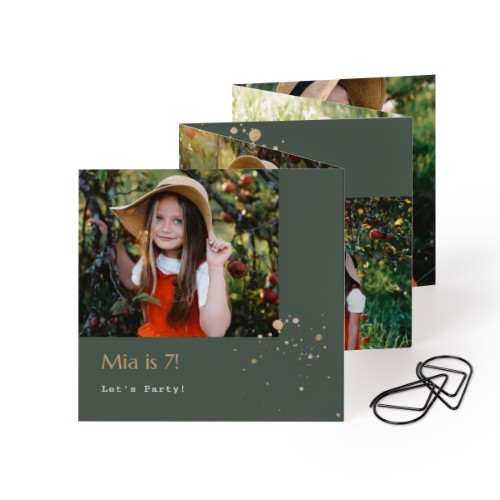 Fold out photo card Square Black paperclip - set of 12 (8 x 8 cm)