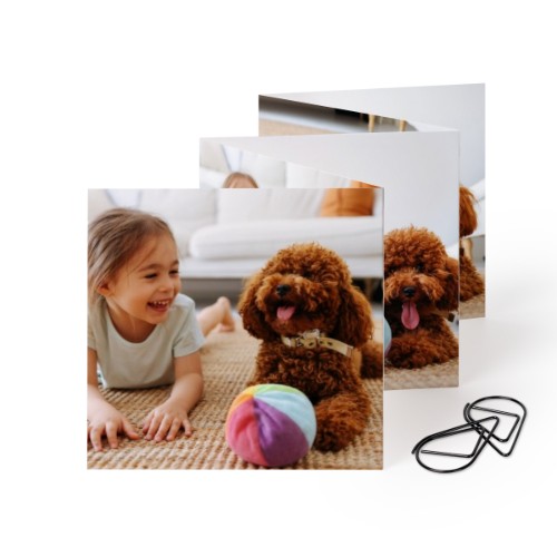 Fold out photo card Square Black paperclip - set of 12 (8 x 8 cm)