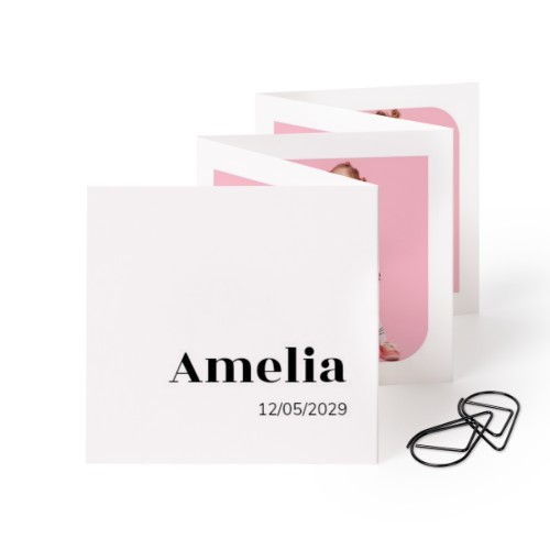 Carte portfolio carrée - trombone noir (lot de 12) (8 x 8 cm)