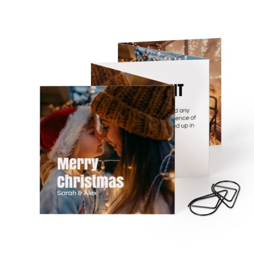 Fold out photo card Square Black paperclip - set of 12 (8 x 8 cm)