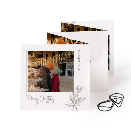 Fold out photo card Square Black paperclip - set of 12 (8 x 8 cm)