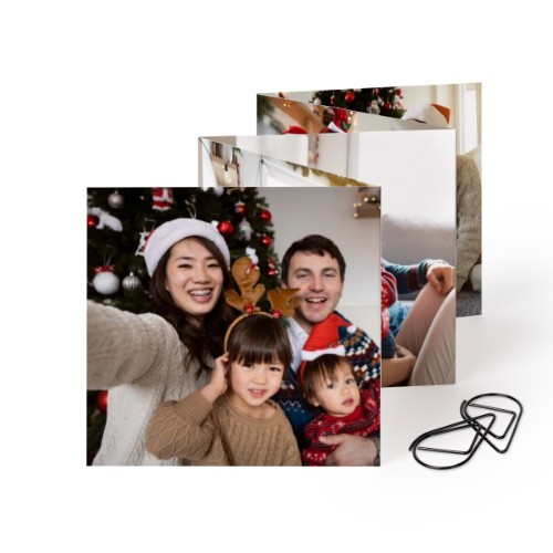 Grusskarte 10-seitig mit schwarzen Klammern - 12 Stk. (8 x 8 cm)