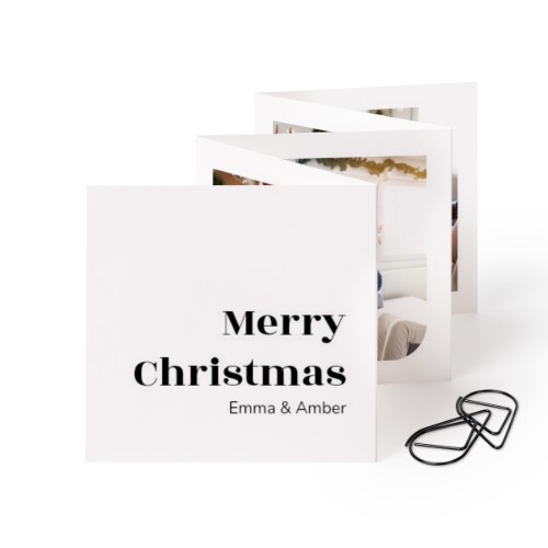 Fold out photo card Square Black paperclip - set of 12 (8 x 8 cm)