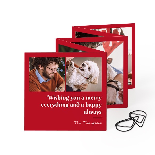 Fold out photo card Square Black paperclip - set of 12 (8 x 8 cm)