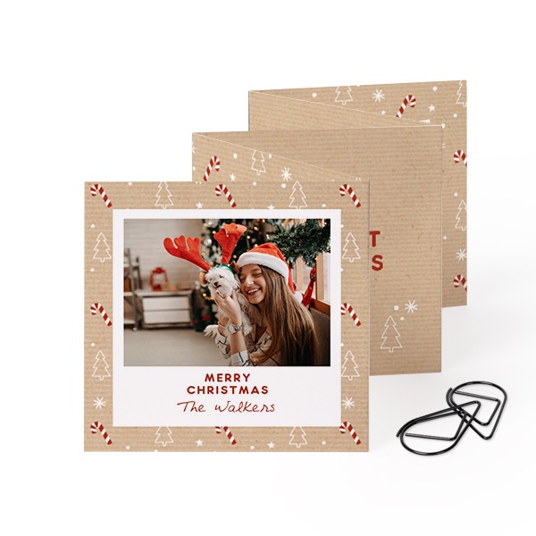 Fold out photo card Square Black paperclip - set of 12 (8 x 8 cm)