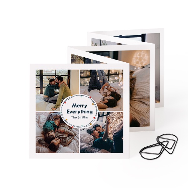 Fold out photo card Square Black paperclip - set of 12 (8 x 8 cm)