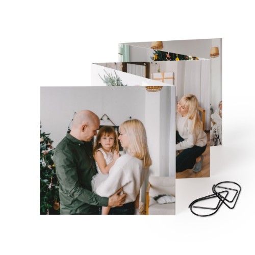 Fold out photo card Square Black paperclip - set of 12 (8 x 8 cm)