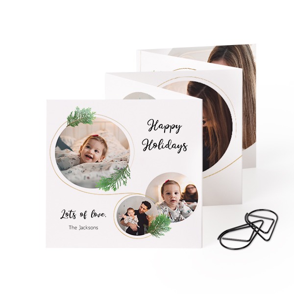 Fold out photo card Square Black paperclip - set of 12 (8 x 8 cm)