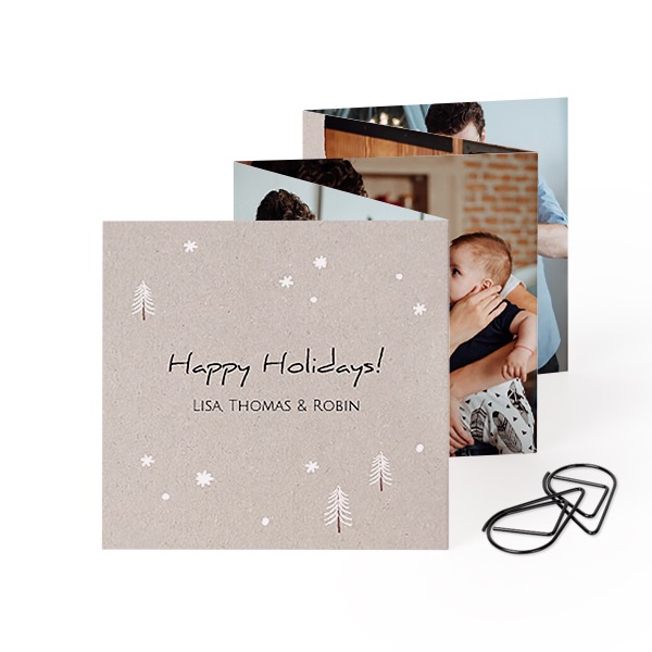 Zigzag fotokaartje Vierkant Zwarte Paperclip - Set van 12 (8 x 8 cm)