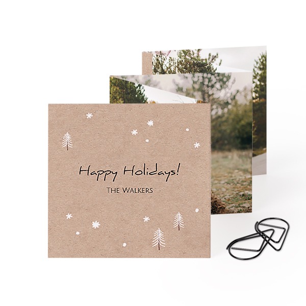 Fold out photo card Square Black paperclip - set of 12 (8 x 8 cm)