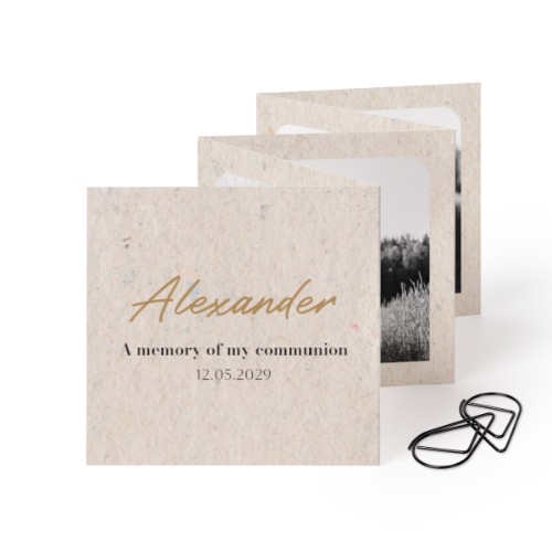 Fold out photo card Square Black paperclip - set of 12 (8 x 8 cm)