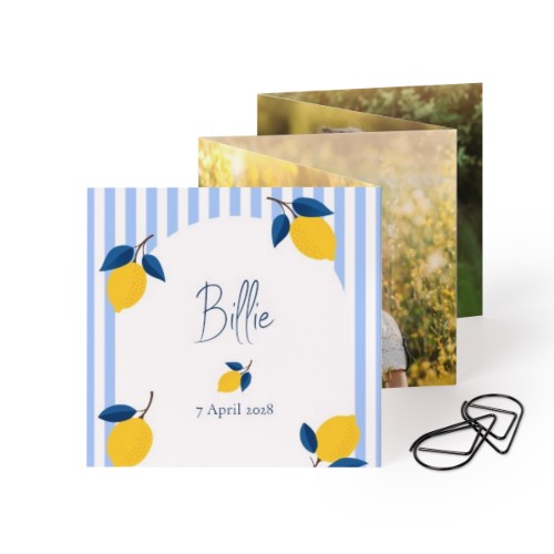 Fold out photo card Square Black paperclip - set of 12 (8 x 8 cm)