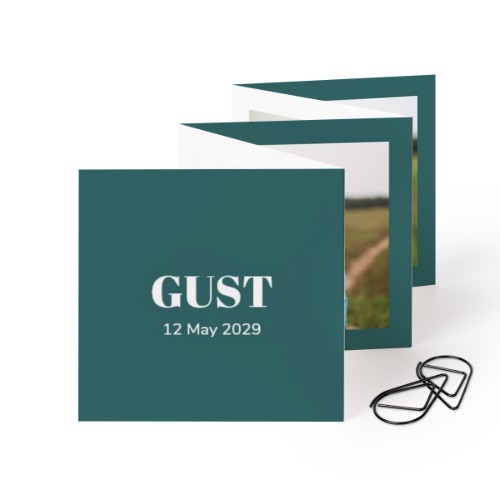 Fold out photo card Square Black paperclip - set of 12 (8 x 8 cm)