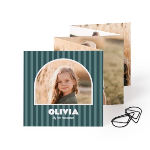Fold out photo card Square Black paperclip - set of 12 (8 x 8 cm)