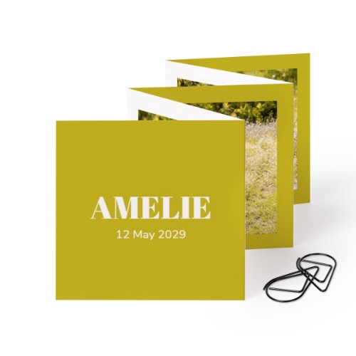 Fold out photo card Square Black paperclip - set of 12 (8 x 8 cm)