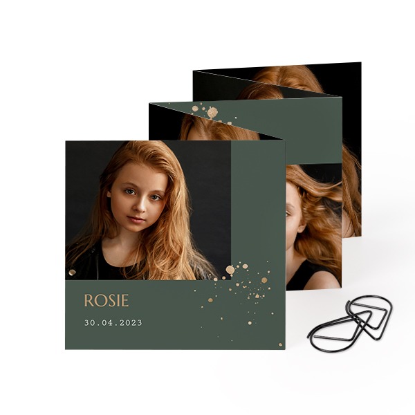Fold out photo card Square Black paperclip - set of 12 (8 x 8 cm)